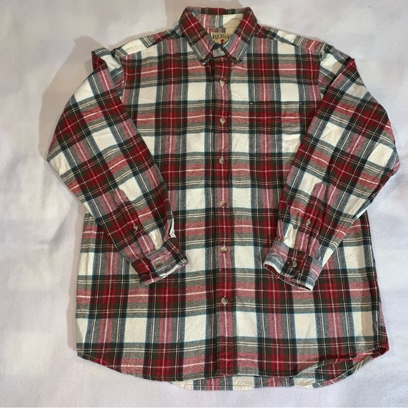 RedHead Plaid Flannel Long Sleeve Shirt Button Up Men's Sz Large Dark Green/Red - Picture 1 of 6